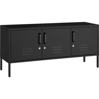 TecTake Aparador met&aacute;lico de acero, dise&ntilde;o moderno, 120x37,5x55,5 cm, negro