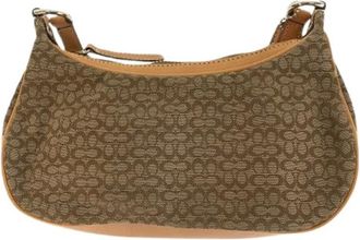 Coach Pre-owned Shoulder Bags, female, Brown, Size: ONE SIZE Pre-owned Mini Signature Canvas Leather Shoulder Bag