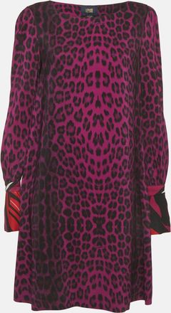 Roberto Cavalli Cavalli Class Purple Printed Stretch Crepe Shift Dress