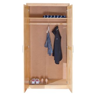Dmora Dmora - Armoire Deux Portes En Pin Massif Finition Naturelle, Coloris Ch&ecirc;ne, 95 X 190 X 55 Cm