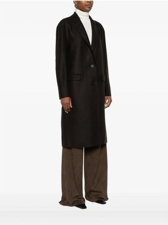 Harris Wharf London Single-Breasted Coats, female, Brown, M, Black Coat with Notched Lapels