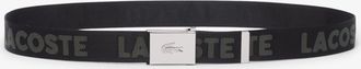 Lacoste riem van geruwd leer in zwart