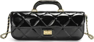 Tiffany & Fred Metallic Quilted Leather Top Handle Clutch