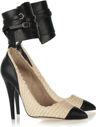 Isabel Marant Gava cotton-raffia and leather pumps Size 40