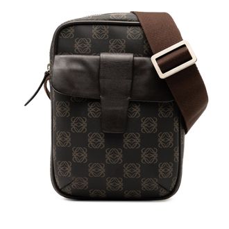 Loewe Tweedehands Anagram Coated Canvas Schoudertas