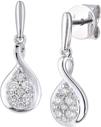 Jewelco London 18ct White Gold 20pts Diamond Pave Tears of Joy Drop Earrings - PE0AXL5576W18
