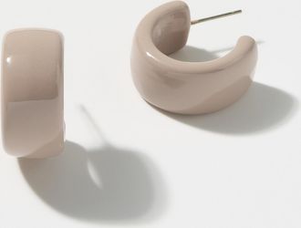 Simons Womens Shiny finish half-Hoop Earrings