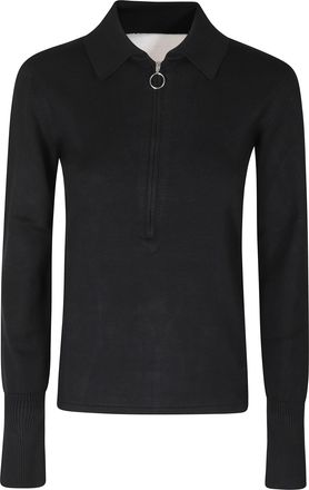 Semicouture Regular-Fit Polo Top With Zip Front And Ribbed Cuffs