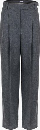 Brunello Cucinelli Weite Bundfaltenhose aus Flanell mit hoher Taille Monili