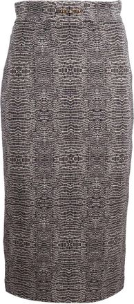 Elisabetta Franchi Reptilian Pattern Gold Chain Pencil Skirt