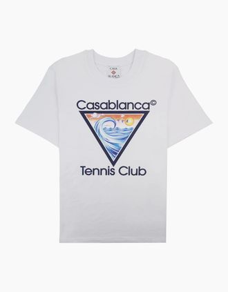 Casablanca Mens Casablanca Tennis Club Icon Printed T-shirt White - Size: 34