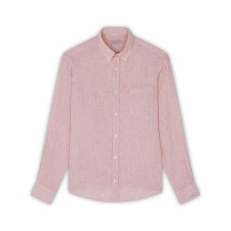 Paul & Shark Seersucker Shirt Riviera Hello Capri - Heren - Casual Overhemden - Roze - 3XL - Linnen - Overhemden