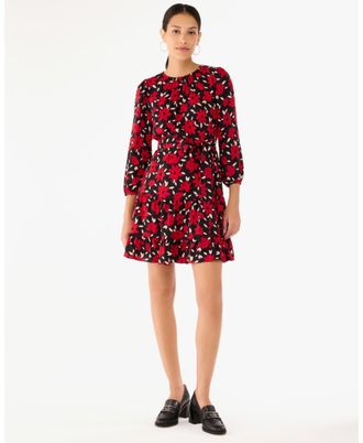 Kate Spade New York Womens Winter Blooms Shift Dress - Black - Size X-Small