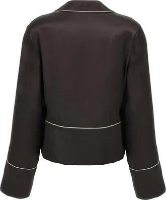 Off-white Silk-Blend Pajama Shirt - Black