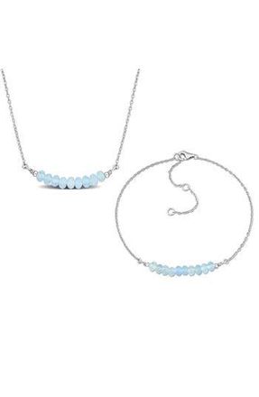 Delmar Aquamarine Beaded Necklace & Bracelet Set in Blue at Nordstrom Rack