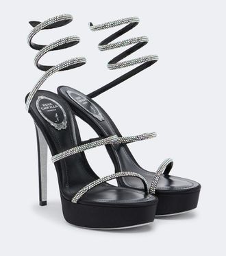 Rene Caovilla Cleo embellished satin platform sandals