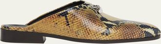 Alexander McQueen Mens Snake-Effect Leather Mules
