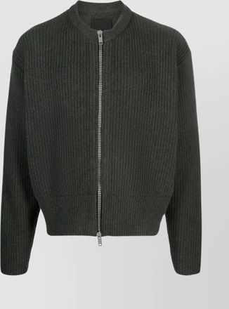 Givenchy wool zip-up ribbed knit cardigan