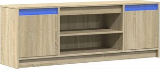 Berkfield Home TV Cabinet with LED Sonoma Oak 139.5x34x50 cm Engineered Wood in Light Tan