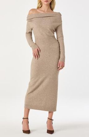 ASTR the Label One-Shoulder Long Sleeve Sweater Dress in Natural at Nordstrom Rack, Size X-Large