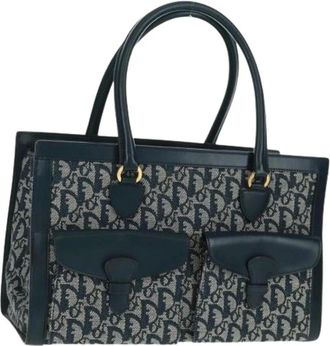 Dior Pre-owned Handbags, female, Blue, Size: ONE SIZE Pre-owned Trotter Canvas Hand Bag