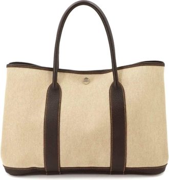 Herm&egrave;s Marron Natural Toile H Handbag Tote Bag (Pre-Owned)