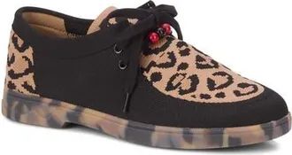 Ros Hommerson Greer Water Resistant Lace-Up Shoe in Black Leopard Knit at Nordstrom, Size 10.5