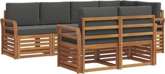 vidaXL Conjunto De Sof&aacute;s De Exterior 7 Uds. Natural Y Antracita Vidaxl