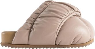 Yume Yume Vegan leren sabot met gerimpeld band - Dames - Pantoffels - Beige - 36 EU - Leer - Schoenen
