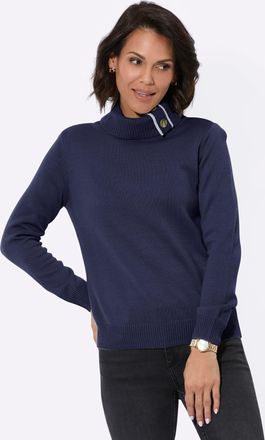 Casual Looks Rollkragenpullover CASUAL LOOKS Pullover, Damen, Gr. 36, blau (marine), 100% Polyester, unifarben, Pullover Rollkragenpullover