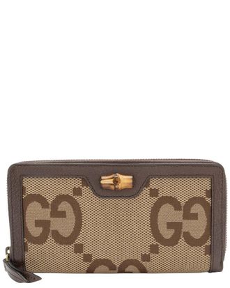Gucci Jumbo Gg Bamboo Diana Zip Around Wallet (Authentic Pre-Loved)