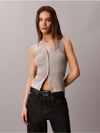 Calvin Klein Jeans Calvin Klein Womens Smooth Cotton Rib Tank Top - Grey - XL