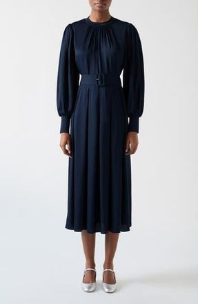 L.k. Bennett Rosanna Belted Long Sleeve Maxi Dress in Navy at Nordstrom Rack, Size 14 Us / 18 Uk
