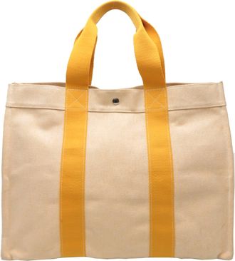 Herm&egrave;s Ivory Yellow Canvas Tote Bag (Pre-Owned)