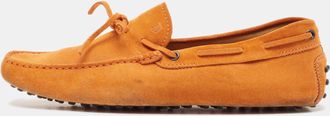 Tod's Tods Orange Suede Bow Slip On Loafers