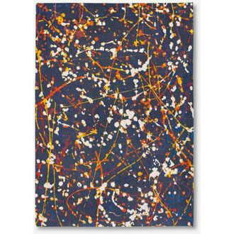 Louis De Poortere Expression Design - Alfombra Abstracta Gallery Art - Hecha En B&eacute;lgica - Acabado A Mano - Antideslizante Natural - 100% Algod&oacute;n - Azul Abstracto - 140 