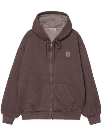 Carhartt Work in Progress Brown Logo Zip Up Hoodie