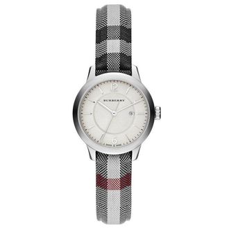 Burberry BU10103 Classic Round 32mm Womens Watch - Silver Leather - One Size