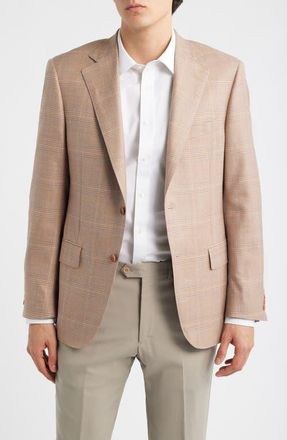 Samuelsohn Vicuna Plaid Wool & Silk Blend Sport Coat at Nordstrom, Size 42 Regular
