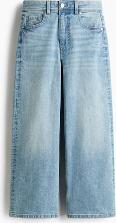 H&M Wide High Waist Ankle Jeans - Helles Denimblau