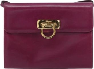 Ferragamo Pre-owned Leather Shoulder Bag - Dames - Vintage Schoudertas - Paars - ONE Size - Leer - Vintage
