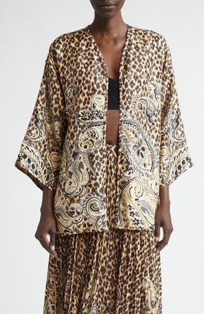 Etro Kesa Print Silk Jacket in Beige at Nordstrom