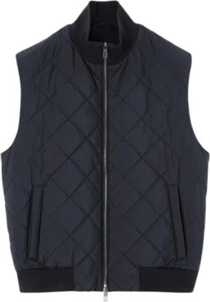 Loro Piana Blauwe Gewatteerde Vest met Hoge Hals - Heren - Bodywarmers - Blauw - M - Jassen