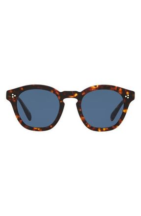Oliver Peoples Boudreau La 48mm Round Sunglasses in Brown Wood at Nordstrom