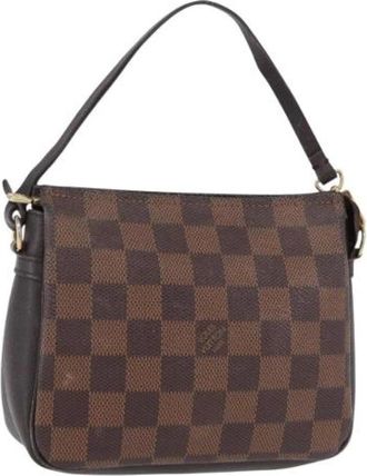 Louis Vuitton Pre-owned Damier Ebene Pouch - Dames - Vintage Schoudertas - Bruin - ONE Size - Leer - Vintage
