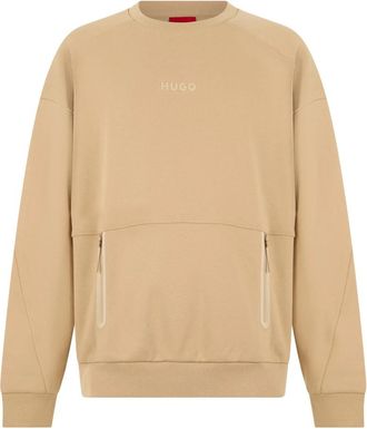 HUGO BOSS Sweatshirt met zakken - Heren - Sweatshirts - Beige - M - Katoen - Hoodies & sweatvesten