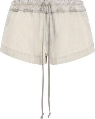 Rick Owens White Cotton Solid Shorts
