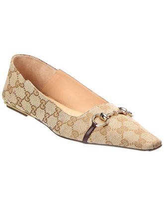 Gucci Gg Vittoria Canvas Ballerina Flat
