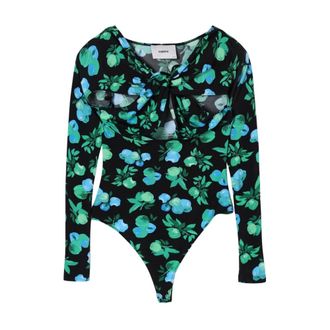 Coperni Body, female, Multicolor, Size: M Floral Print CutOut Bodysuit