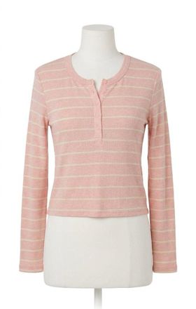 Z Supply Ferris Henley Striped Top In Washed Pink
